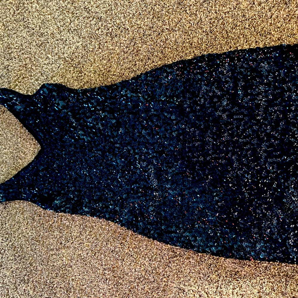 Blue sequin double lined dress size large